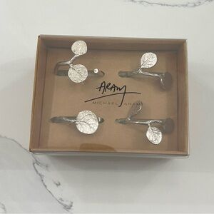 Michael Aram Forging New Traditions Botanical Leaf 4 Napkin Rings